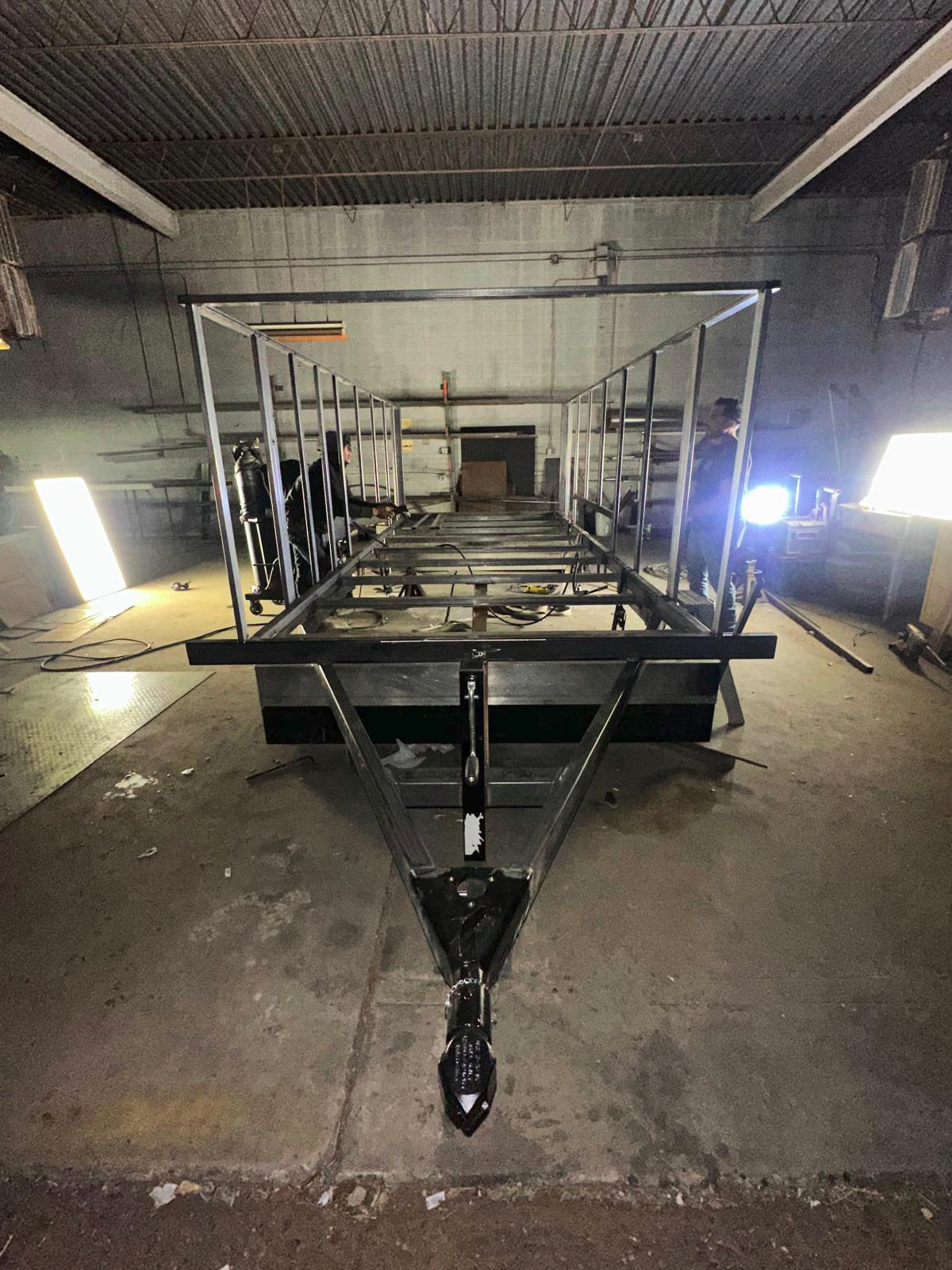 Custom metal fabrication in a shop